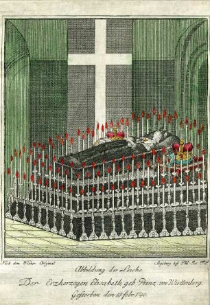 Grafik "Abbildung der Leiche Der Erzherzogin Elisabeth"