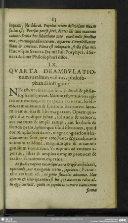 LX. Quarta Deambulationum ruralium utilitas, philosophandi instigatio