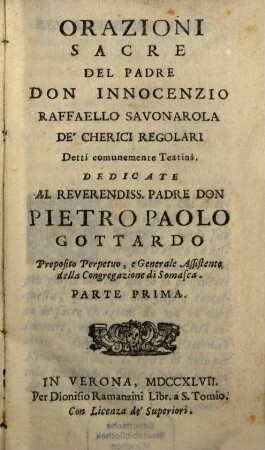 Orazioni sacre, 1. (1747)