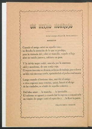 Un hecho honroso : soneto