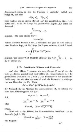 § 83. Geodätische Ellipsen und Hyperbeln.