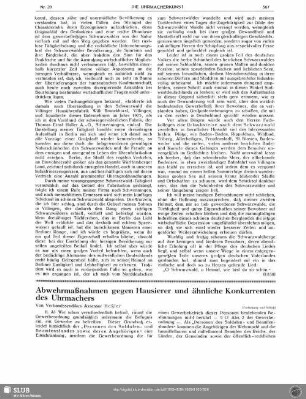 Abwehrmaßnahmen gegen Hausierer und ähnliche Konkurrenten des Uhrmachers