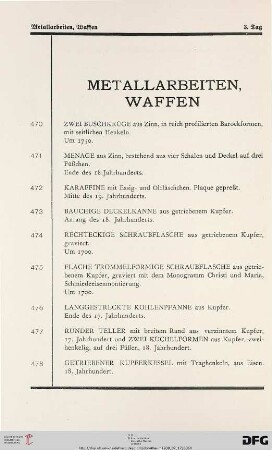 Metallarbeiten – Waffen (Nr. 470-486)
