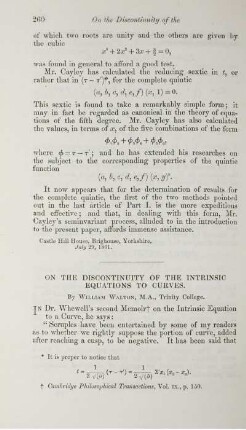 On the discontinuity of the intrinsic equations to curves.