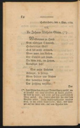 VII. An Johann Wilhelm Gleim