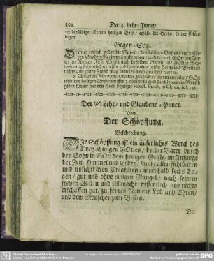Der IV. Lehr- und Glaubens-Punct. Von Der Schöpffung
