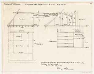 Wohnhaus Böhmer, Heidelberg: Holzwand der Dachkammer: Grundriss, Ansichten 1:50