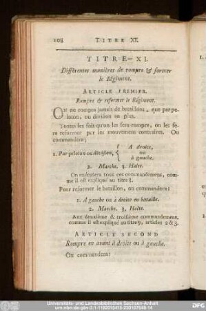 Article Premier. Rompre & reformer le Régiment.