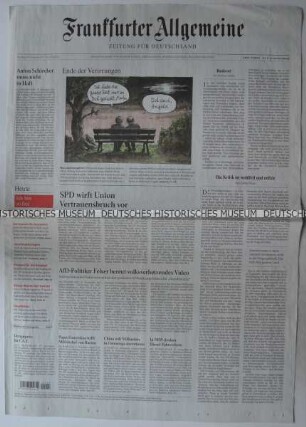 Tageszeitung "Frankfurter Allgemeine Zeitung" mit Titel zur Regierungsbildung in Deutschland
