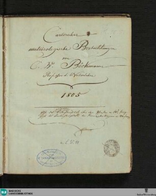 1805: Carlsruher meteorologische Beobachtungen vom Jahr 1805