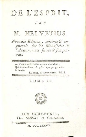 De L'Esprit, Tome III.