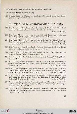 Bronze- und Messingarbeiten etc. (Nr. 339-391)