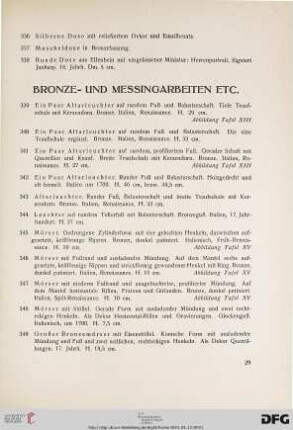 Bronze- und Messingarbeiten etc. (Nr. 339-391)