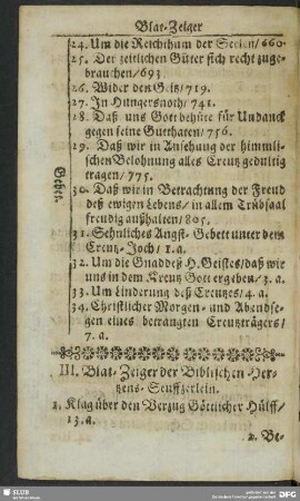 III. Blat-Zeiger der biblischen Hertzens-Seuffzerlein