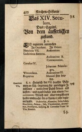 412-425, Das XIV. Seculum