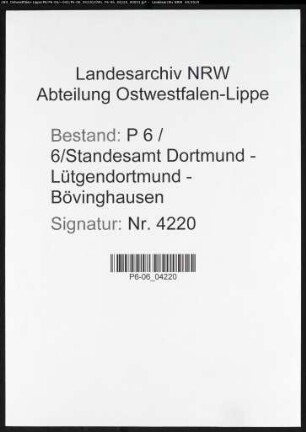 Sterberegister Standesamt Dortmund-Lütgendortmund-Bövinghausen (XI)