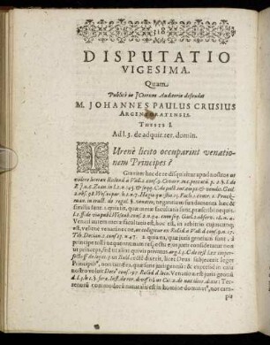 Disputatio Vigesima