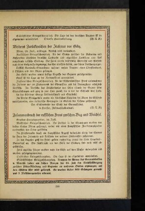 Zusammenbruch der russischen Front zwischen Bug und Weichsel.