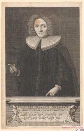 Johann Conrad Feuerlein; geb. 6. Januar 1656; gest. 3. März 1718