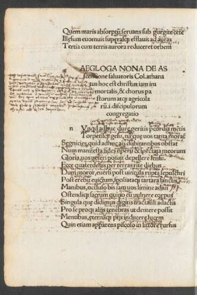 Aegloga Nona De Asscensione salvatoris ...
