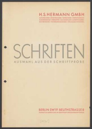 Schriften : Auswahl aus der Schriftprobe