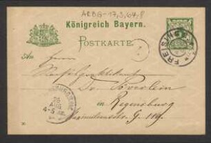 Brief von Hermann Stadler an Hermann Poeverlein