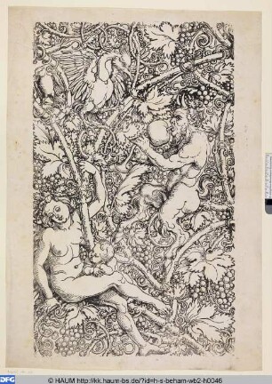Satyr und Nymphe mit Vögeln