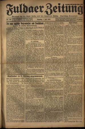 Erste Ausgabe vom Sonntag, den 07. Juli 1929.