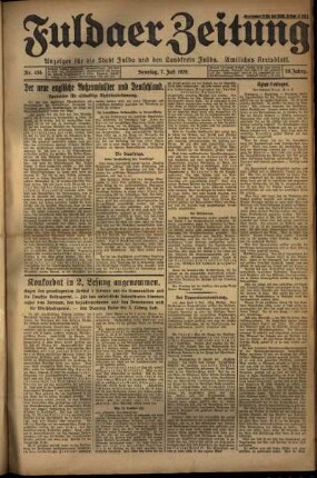 Erste Ausgabe vom Sonntag, den 07. Juli 1929.