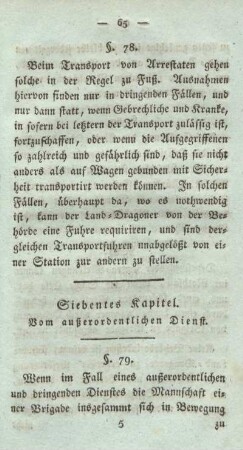 Siebentes Kapitel. Vom außerordentlichen Dienst.