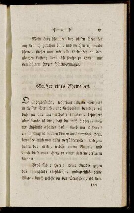 Seufzer eines Eheweibes. - Seufzer eines Soldaten.