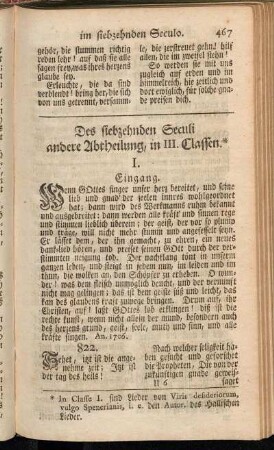 Des siebzehnden Seculi andere Abtheilung, in III. Classen