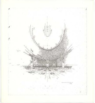 Döllgast, Hans; München; Ostfriedhof, Aussegnungshalle - Innenraum (Perspektive)