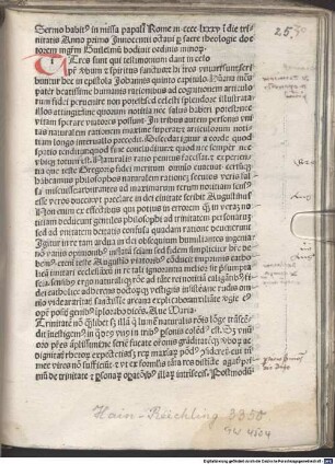 Sermo in die trinitatis : Rom, 1485