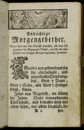 Andächtige Morgengebether. - Schlußgebeth nach Verrichtung des Gebeths.