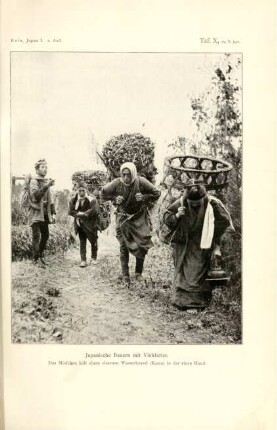 Japanische Bauern mit Viehfutter