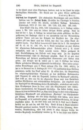 290-291 [Rezension] Pohle, Josef, Lehrbuch der Dogmatik, 2. und 3. Band