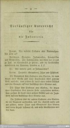 Vorläufiger Unterricht für die Infanterie