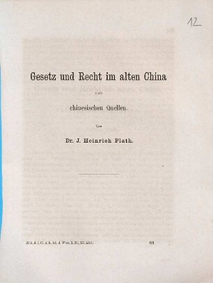 Gesetz und Recht im alten China : Nach chinesischen Quellen