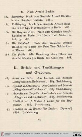 III. Nach Arnold Böcklin (Nr. 184-188)