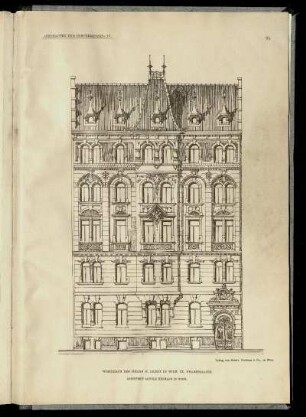Wohnhaus des Herrn B. Erndt in Wien, IX. Pramergasse. Architekt: Arnold Heymann.