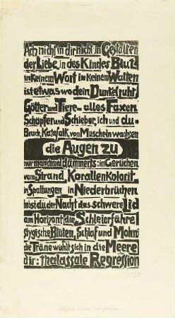 Regressiv (Schriftblatt mit Versen von Gottfried Benn)