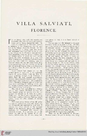 Villa Salviati, Florence [Text und Tafeln]