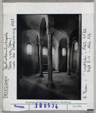 Paderborn: St.Bartholomäus-Kapelle, Blick nach Osten nach der Restaurierung 1957