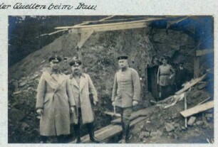Foto einer Besichtigung der im Bau befindlichen Quellen in Schnierlach für den Wasserleitungsbau Schnierlach (Lapoutroie) - Eschelmer (Hachimette)