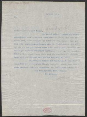 Brief an Karl Klindworth : 08.03.1913
