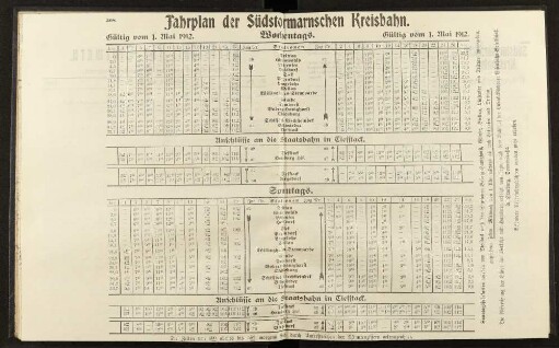 Fahrplan der Südstormarnschen Kreisbahn.