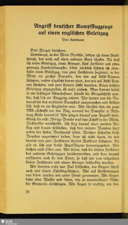 Angriff deutscher Kampfflugzeuge auf einen englischen Geleitzug
