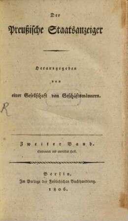 Der preußische Staatsanzeiger, 2. 1806