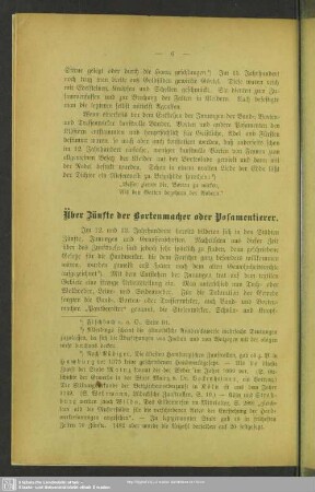 Über Zünfte der Bortenmacher oder Posamentierer